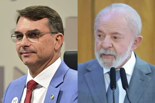 Luiz Inácio Lula da Silva e Flávio Bolsonaro, citados em pesquisa sobre rejeição eleitoral