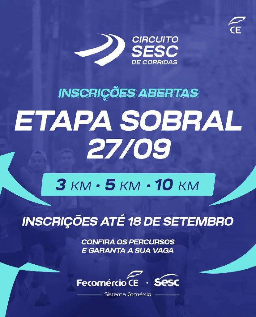 Corridas Sesc Sobral: última chamada para inscrições na etapa de setembro