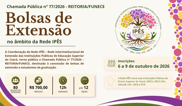 Rede Ipês abre 80 bolsas de extensão para universitários do Ceará