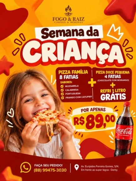 Fogo & Raiz lança combo especial de pizzas para celebrar a Semana da Criança