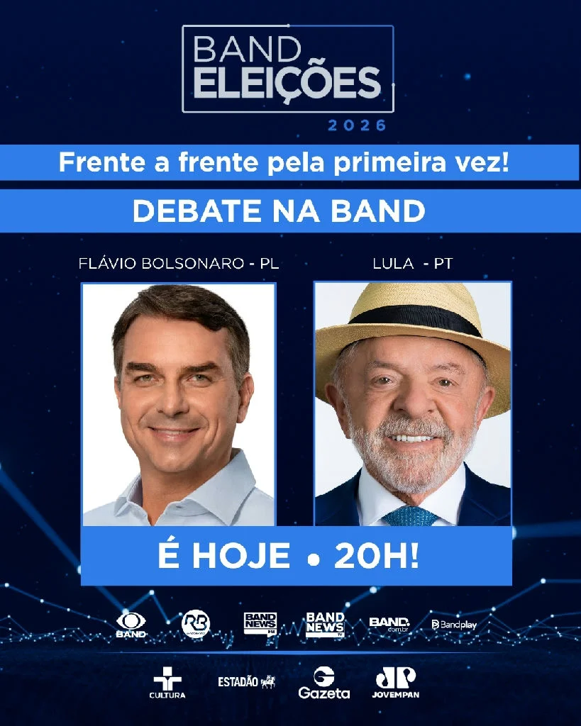 Debate reúne Lula e Flávio Bolsonaro na Band pelo segundo turno